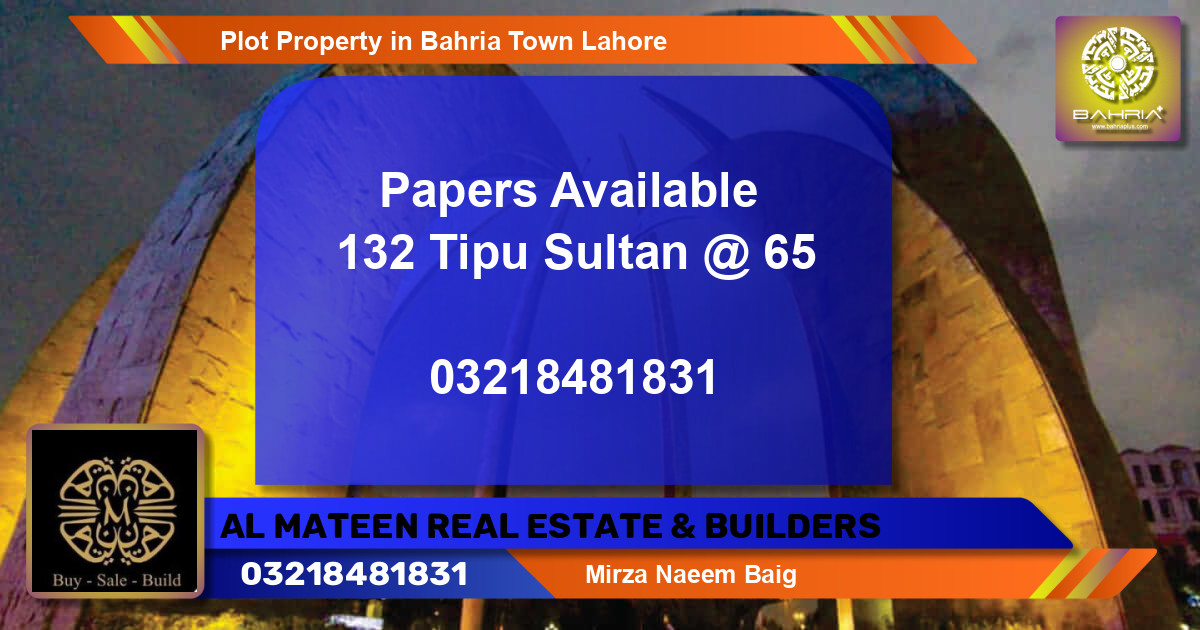 Residential Plot for Sale in Bahria Town, Lahore - (BP-37957)