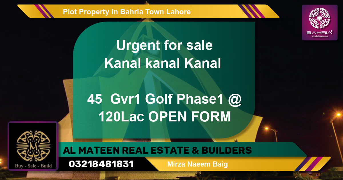 Residential Plot for Sale in Bahria Town, Lahore - (BP-37959)