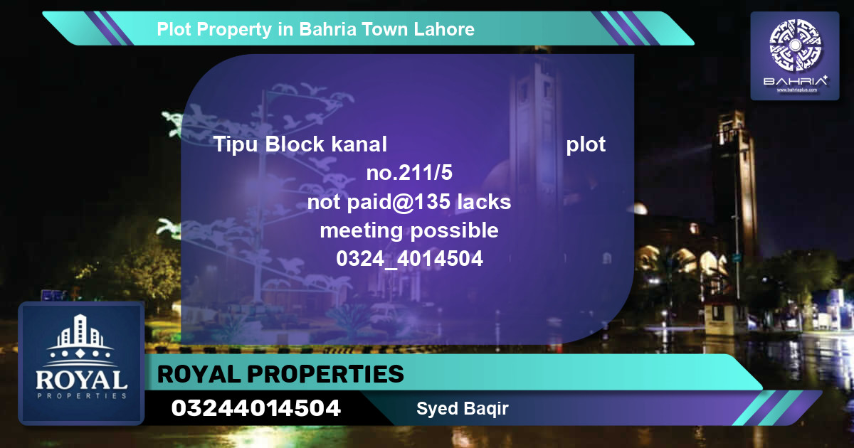 Residential Plot for Sale in Bahria Town, Lahore - (BP-37975)