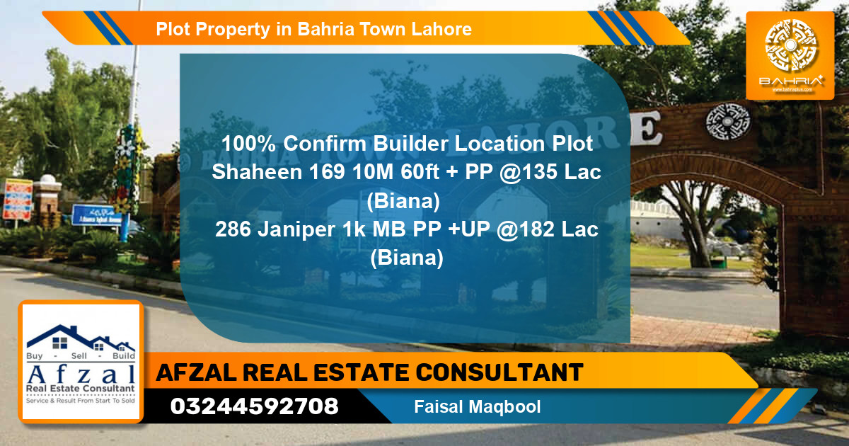 Residential Plot for Sale in Bahria Town, Lahore - (BP-38066)
