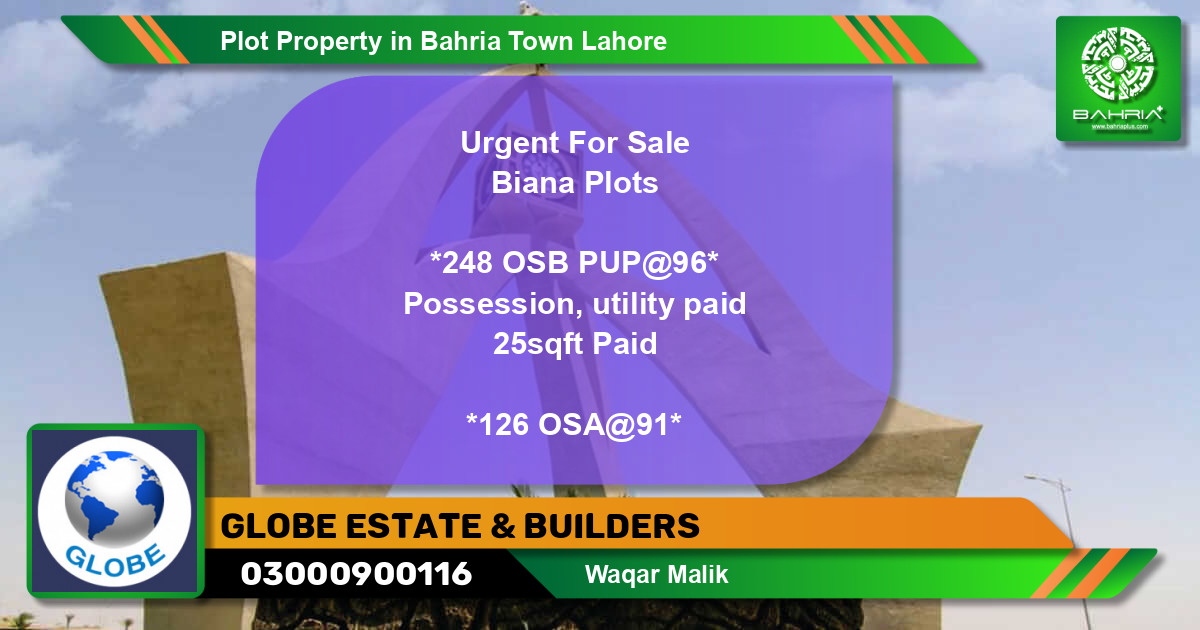 Residential Plot for Sale in Bahria Town, Lahore - (BP-38068)