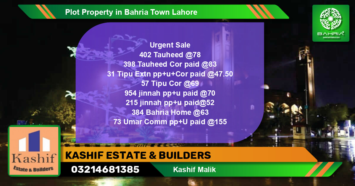 Residential Plot for Sale in Bahria Town, Lahore - (BP-38081)