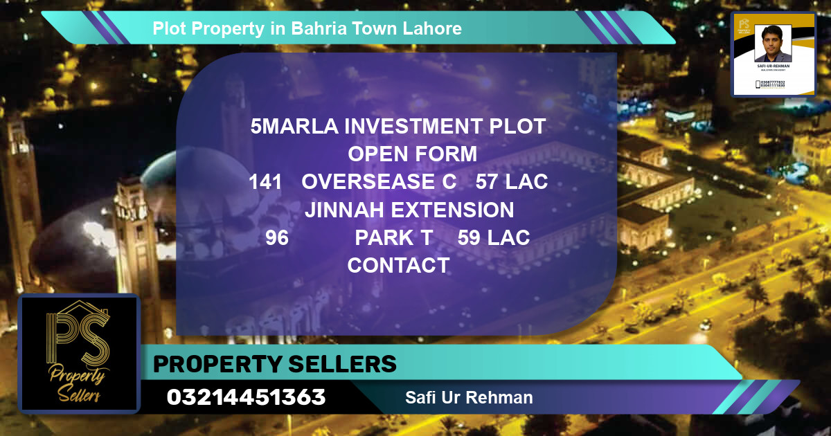 Residential Plot for Sale in Bahria Town, Lahore - (BP-38097)