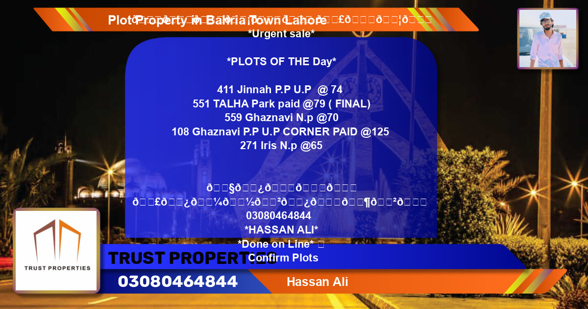 Residential Plot for Sale in Bahria Town, Lahore - (BP-38104)