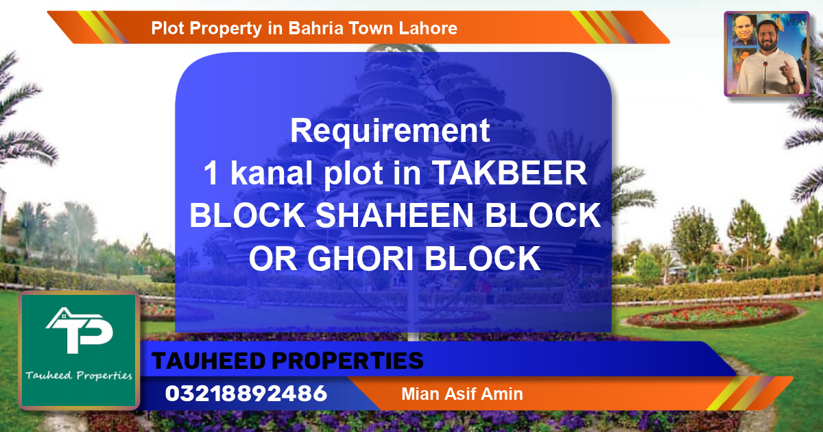 Residential Plot for Sale in Bahria Town, Lahore - (BP-38111)