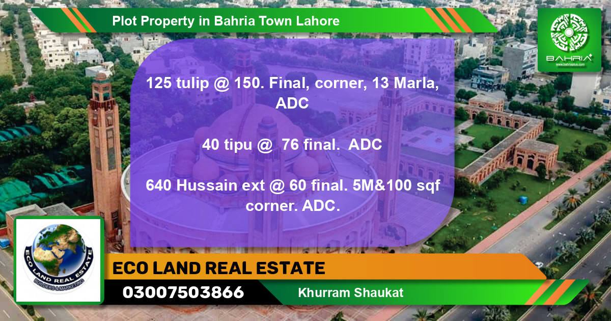Residential Plot for Sale in Bahria Town, Lahore - (BP-38135)