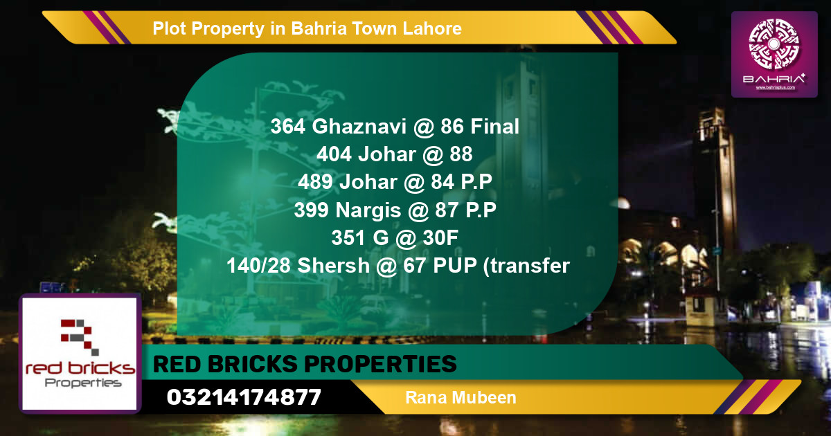 Residential Plot for Sale in Bahria Town, Lahore - (BP-38140)