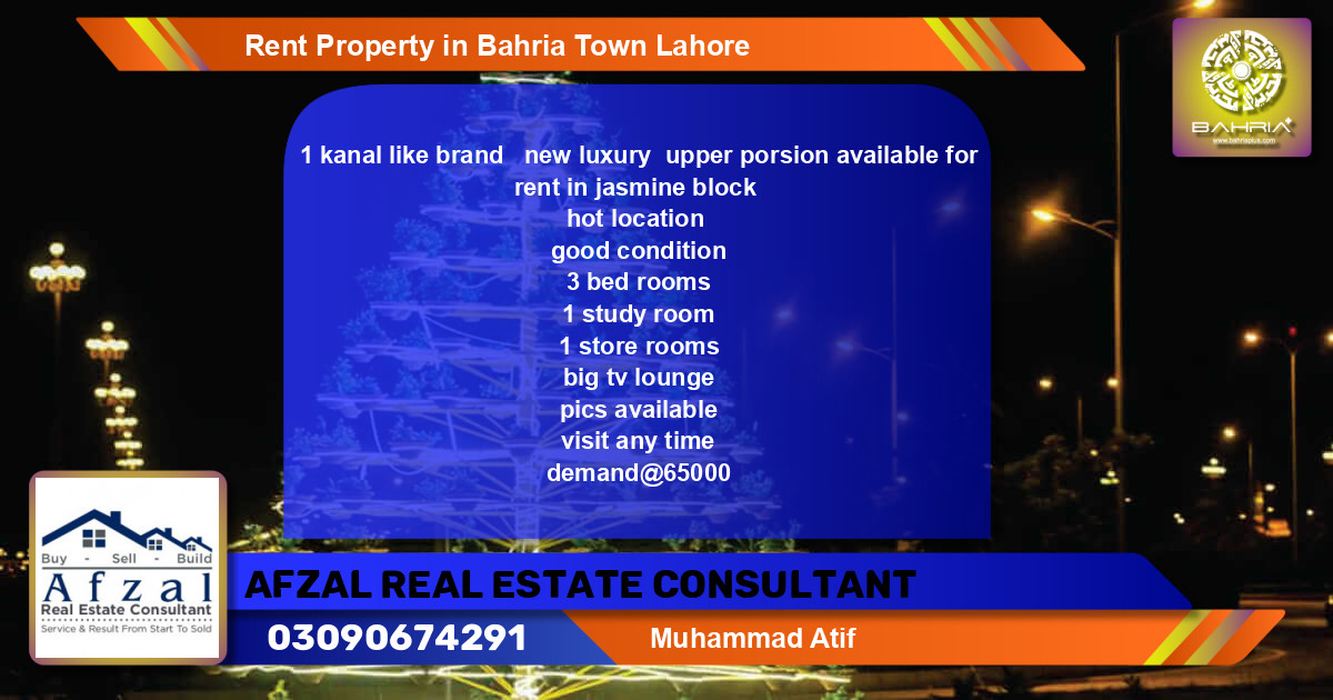 Residential Property for Rent in Bahria Town, Lahore - (BP-38262)