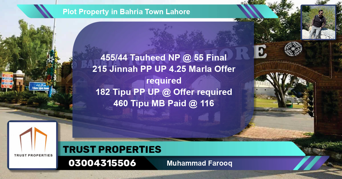 Residential Plot for Sale in Bahria Town, Lahore - (BP-38404)