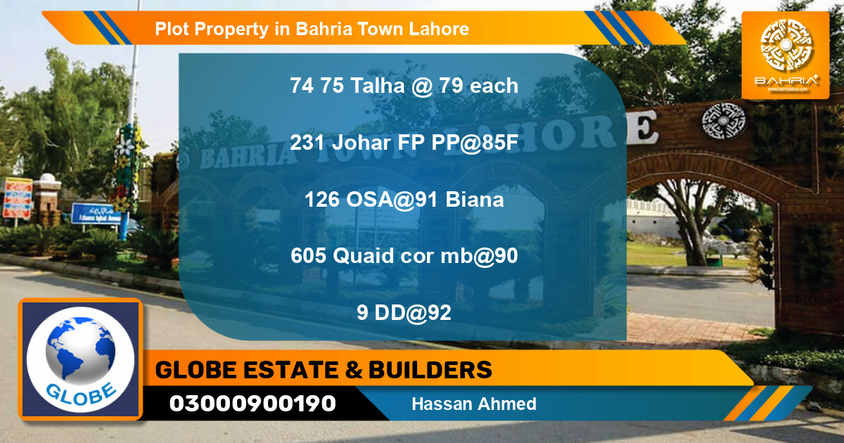 Residential Plot for Sale in Bahria Town, Lahore - (BP-38438)