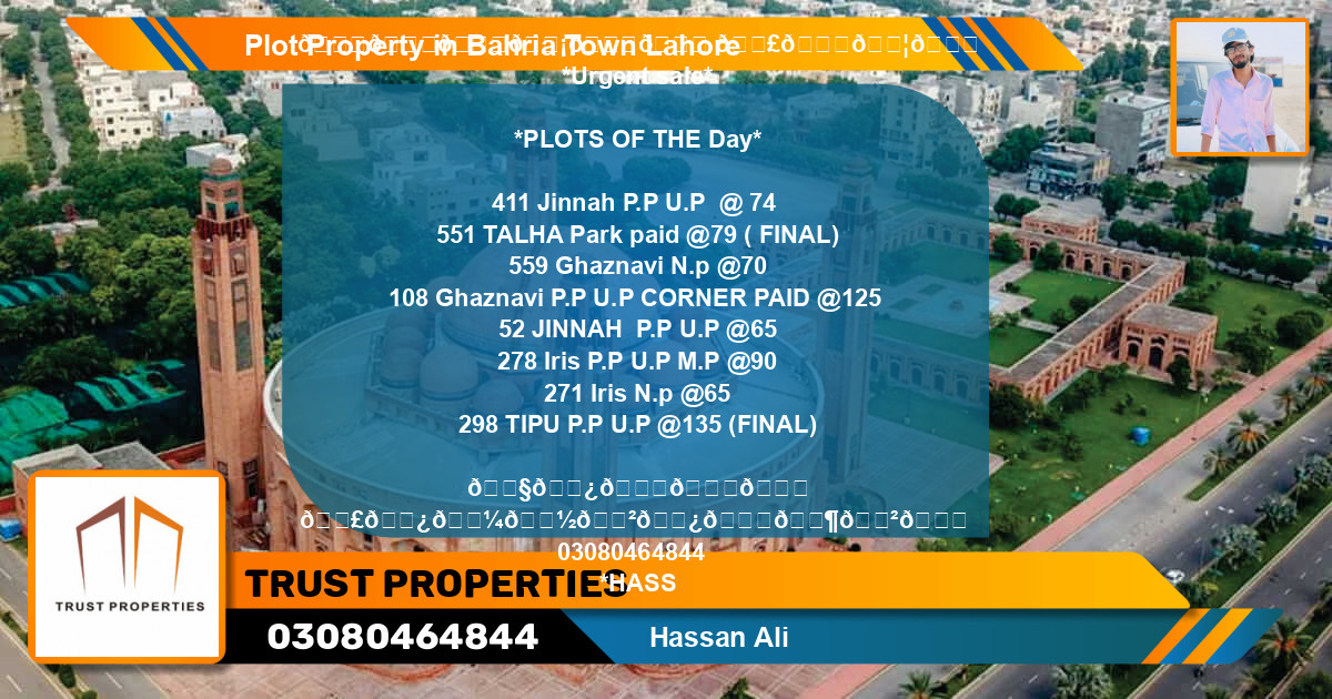 Residential Plot for Sale in Bahria Town, Lahore - (BP-38447)