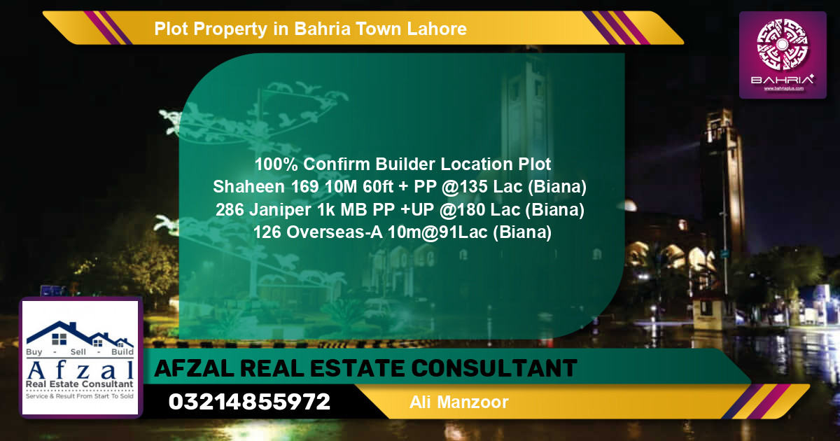 Residential Plot for Sale in Bahria Town, Lahore - (BP-38462)