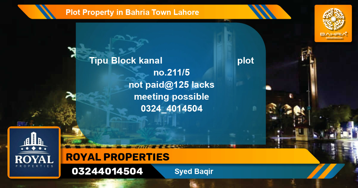 Residential Plot for Sale in Bahria Town, Lahore - (BP-38523)