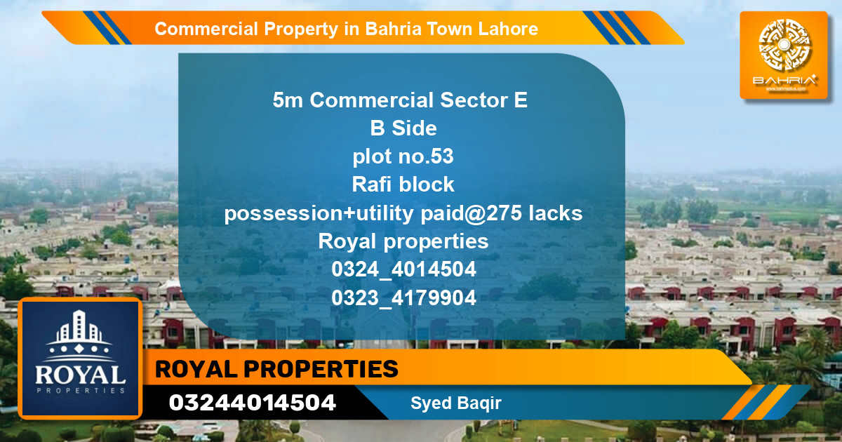 Commercial Property for Sale in Bahria Town, Lahore - (BP-38528)