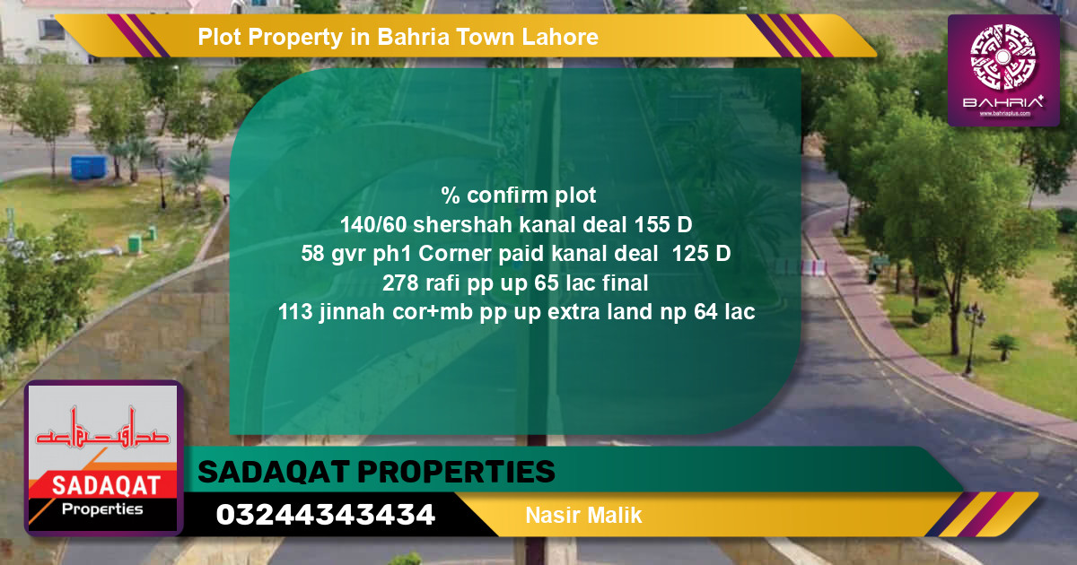 Residential Plot for Sale in Bahria Town, Lahore - (BP-38529)