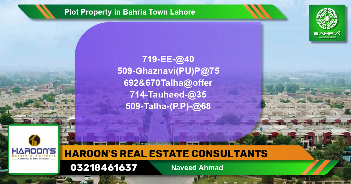 Residential Plot for Sale in Bahria Town, Lahore - (BP-38537)