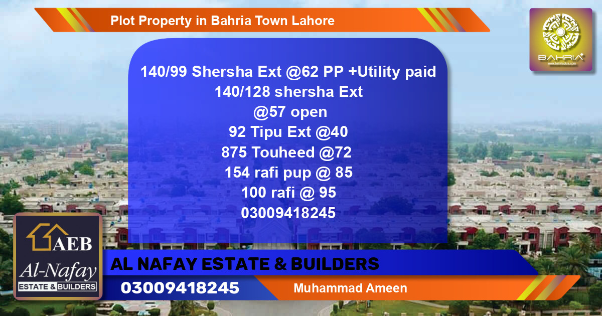 Residential Plot for Sale in Bahria Town, Lahore - (BP-38558)
