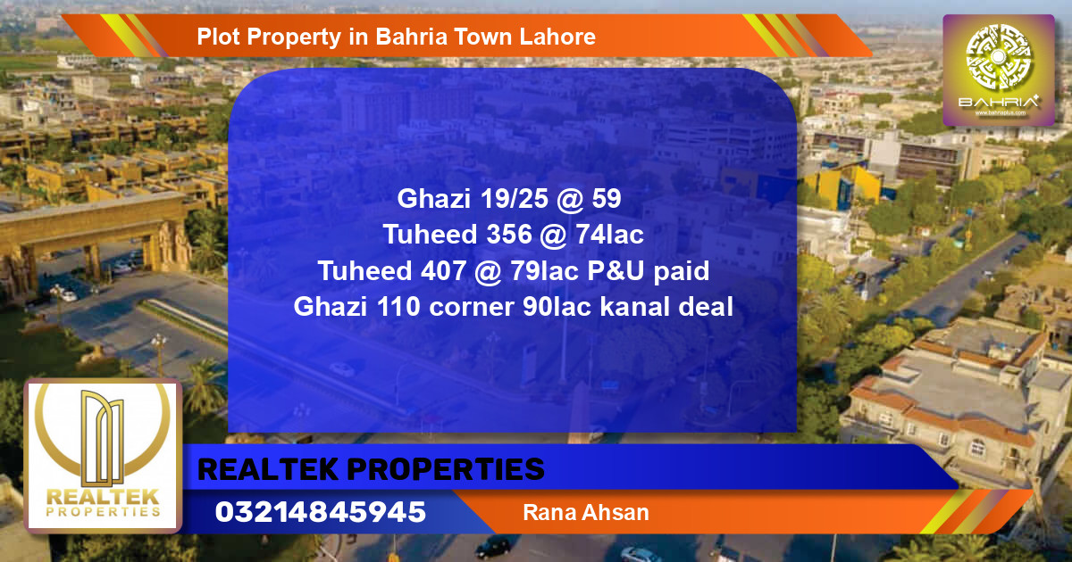 Residential Plot for Sale in Bahria Town, Lahore - (BP-38593)