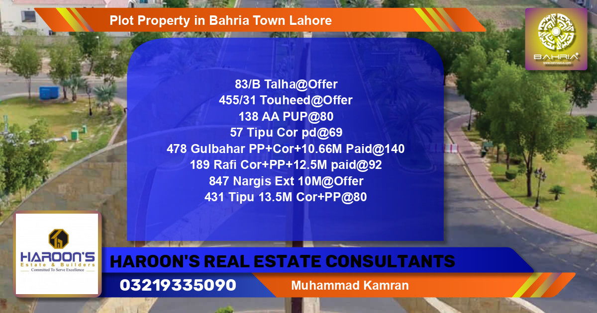 Residential Plot for Sale in Bahria Town, Lahore - (BP-38600)