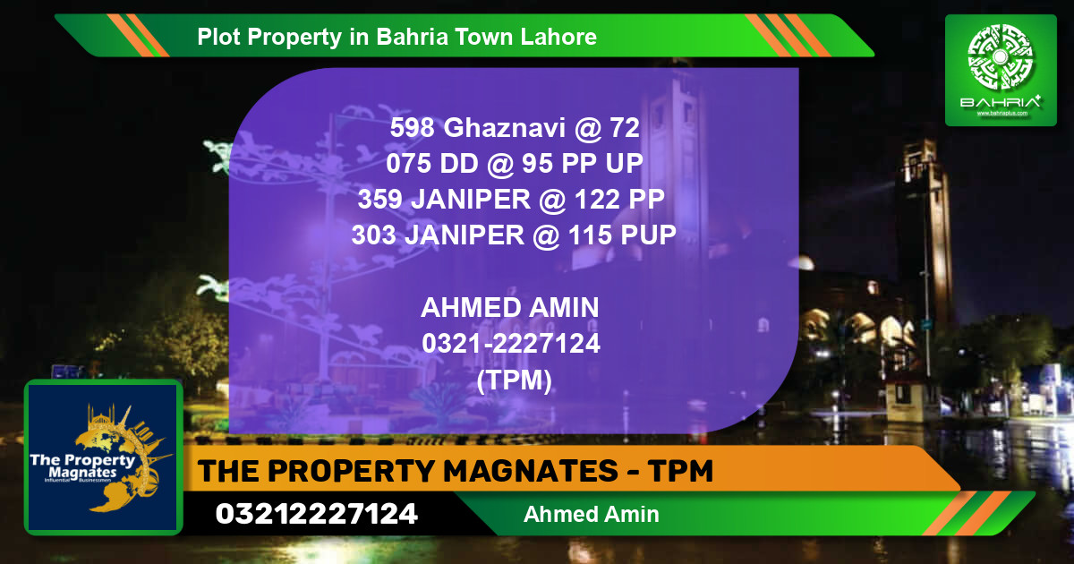 Residential Plot for Sale in Bahria Town, Lahore - (BP-38615)