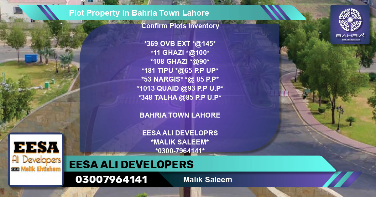 Residential Plot for Sale in Bahria Town, Lahore - (BP-38623)