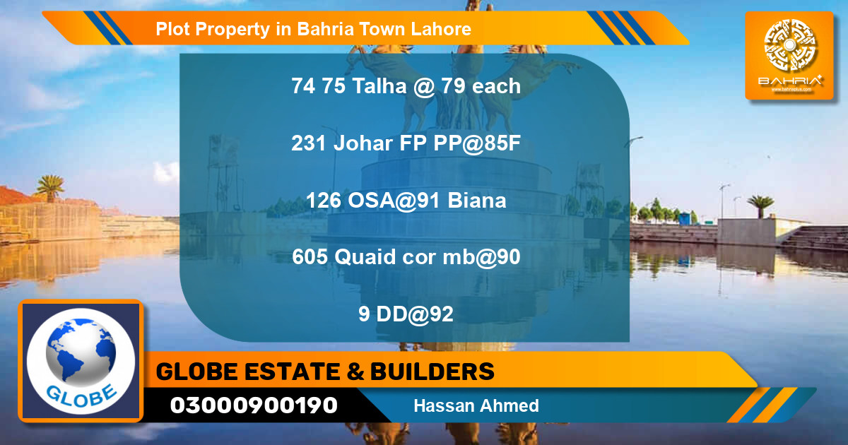 Residential Plot for Sale in Bahria Town, Lahore - (BP-38649)
