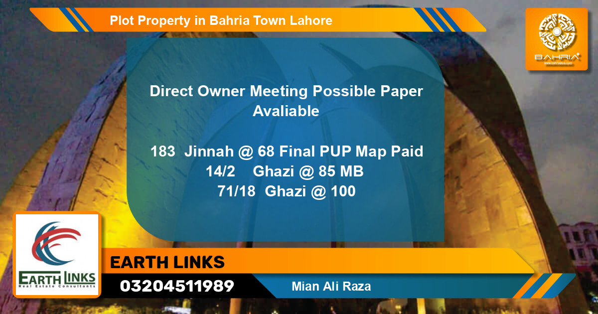 Residential Plot for Sale in Bahria Town, Lahore - (BP-38665)