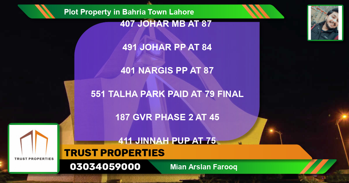 Residential Plot for Sale in Bahria Town, Lahore - (BP-38669)