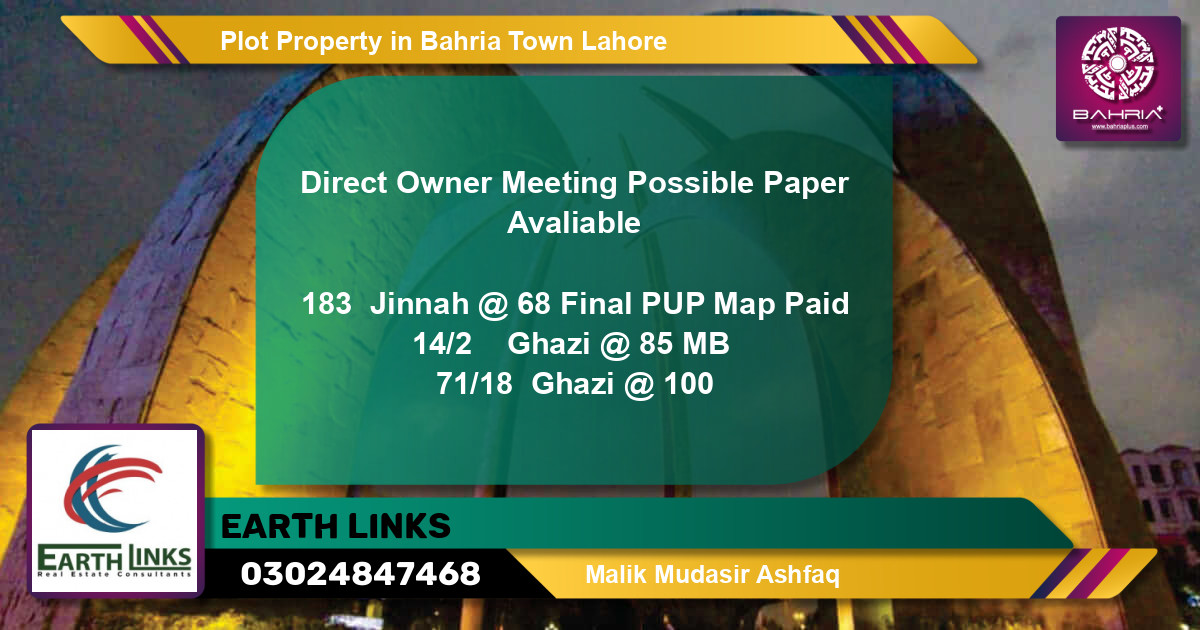 Residential Plot for Sale in Bahria Town, Lahore - (BP-38673)