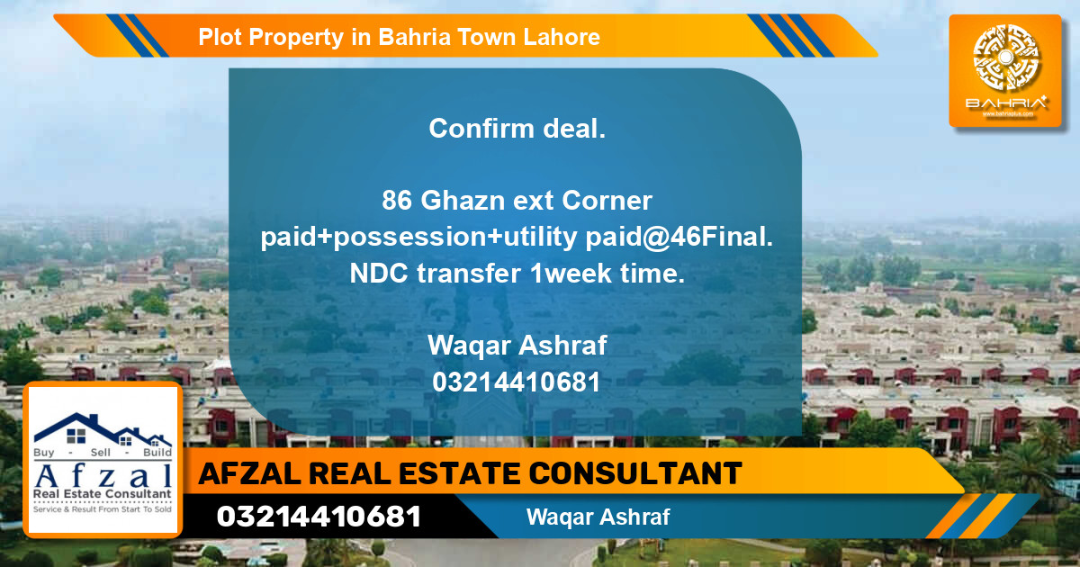 Residential Plot for Sale in Bahria Town, Lahore - (BP-38695)