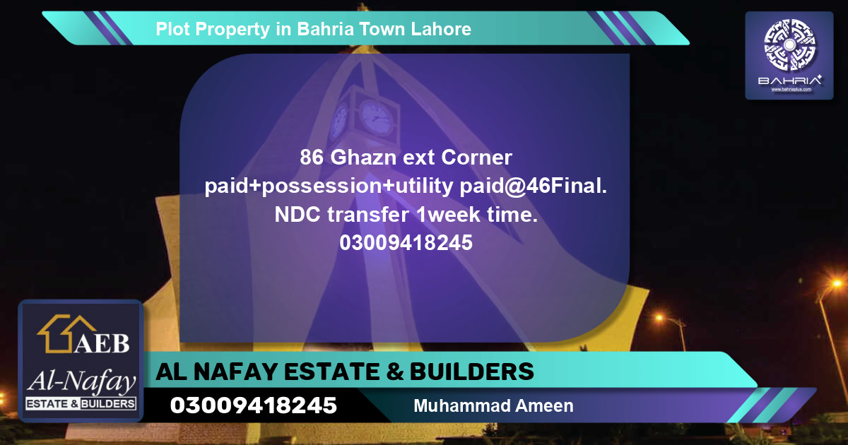 Residential Plot for Sale in Bahria Town, Lahore - (BP-38704)