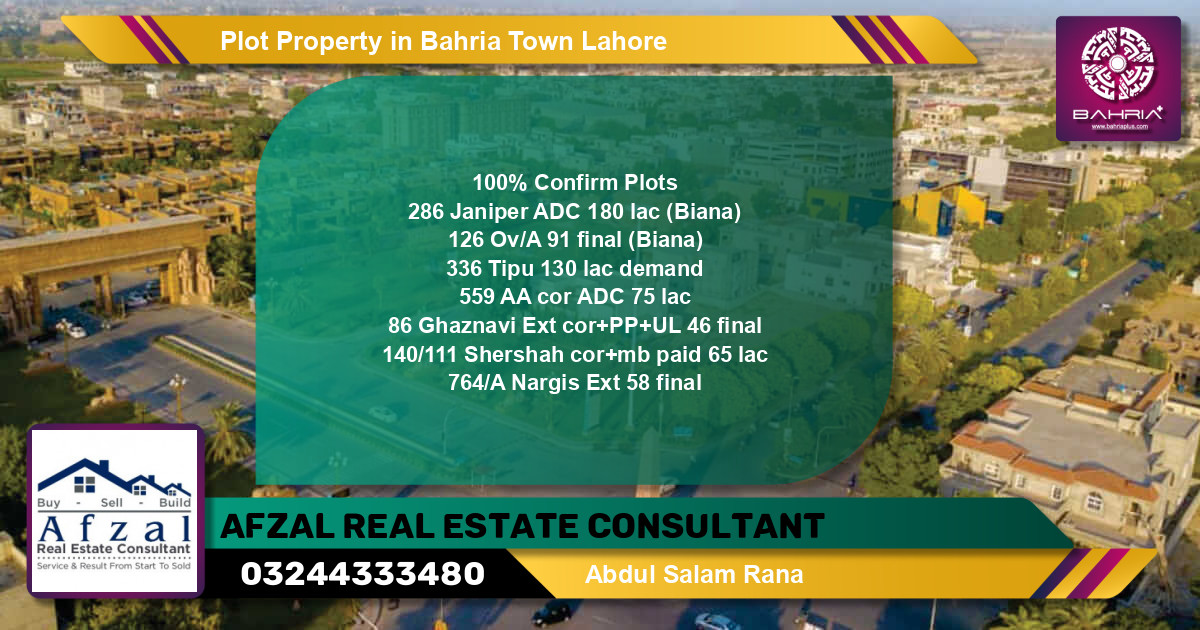 Residential Plot for Sale in Bahria Town, Lahore - (BP-38714)