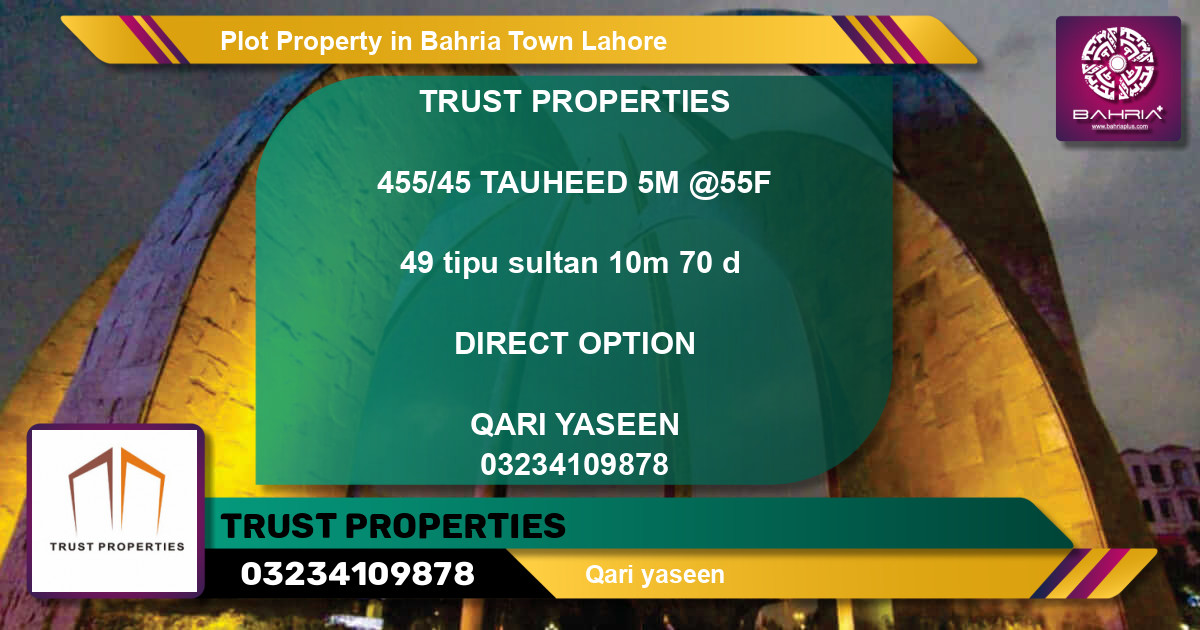 Residential Plot for Sale in Bahria Town, Lahore - (BP-38752)