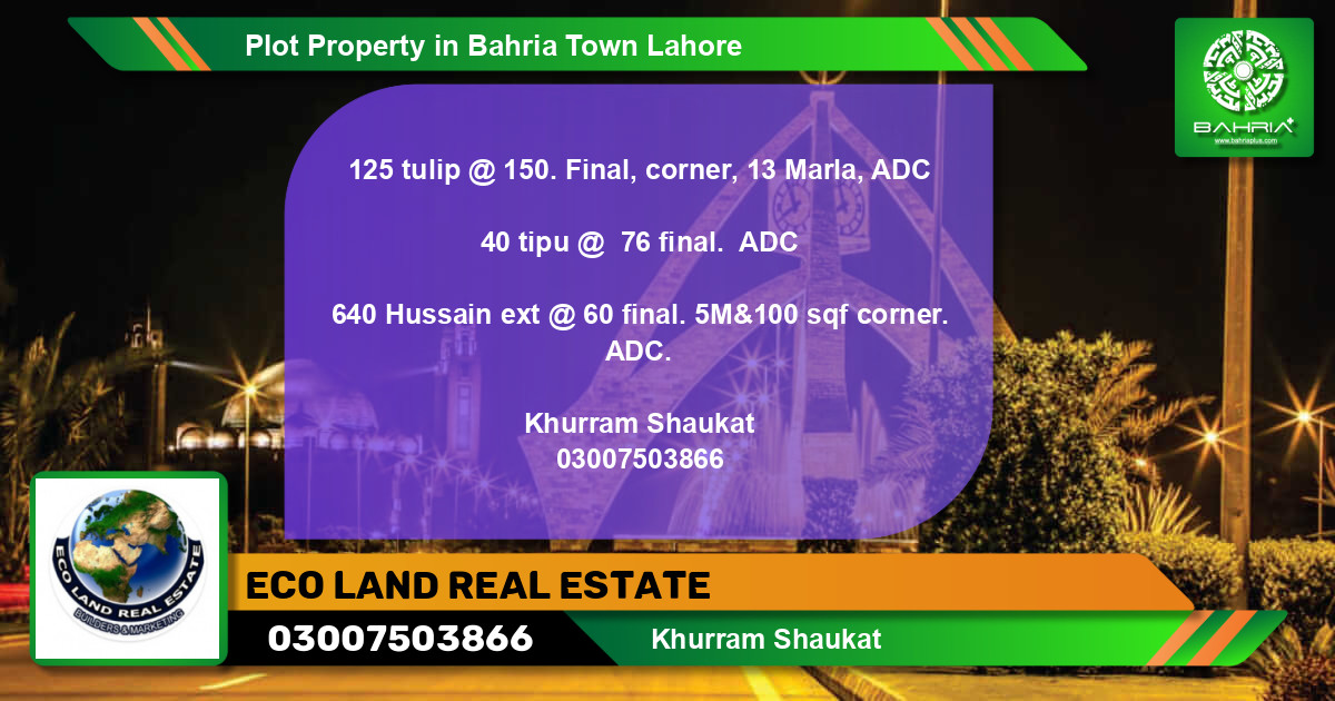 Residential Plot for Sale in Bahria Town, Lahore - (BP-38765)