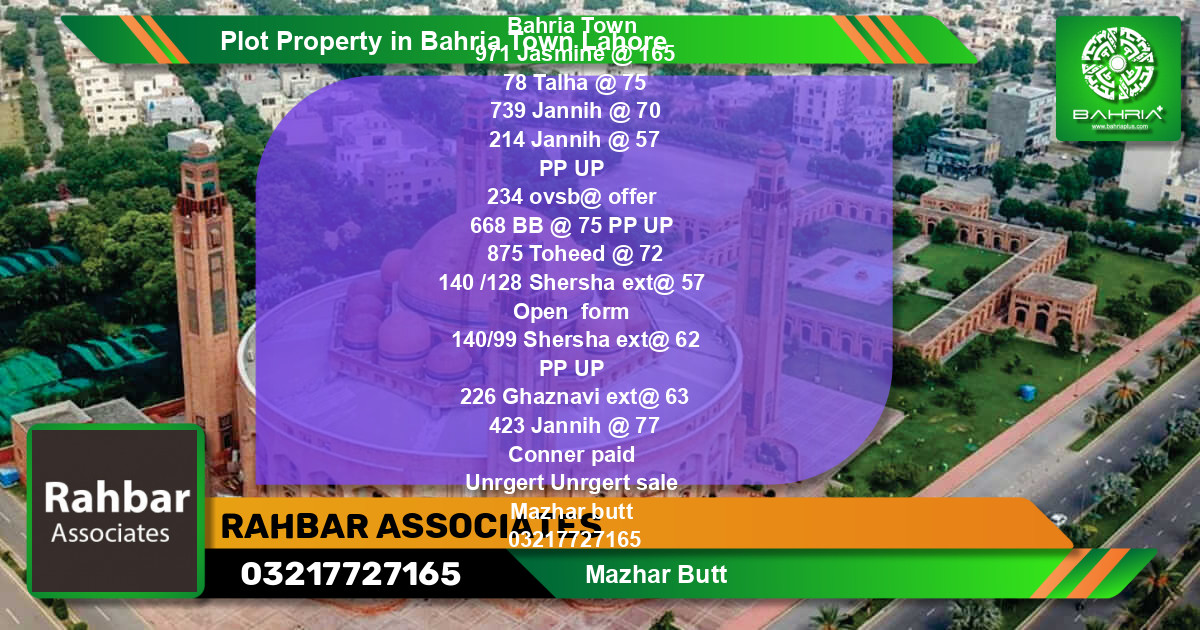Residential Plot for Sale in Bahria Town, Lahore - (BP-38775)