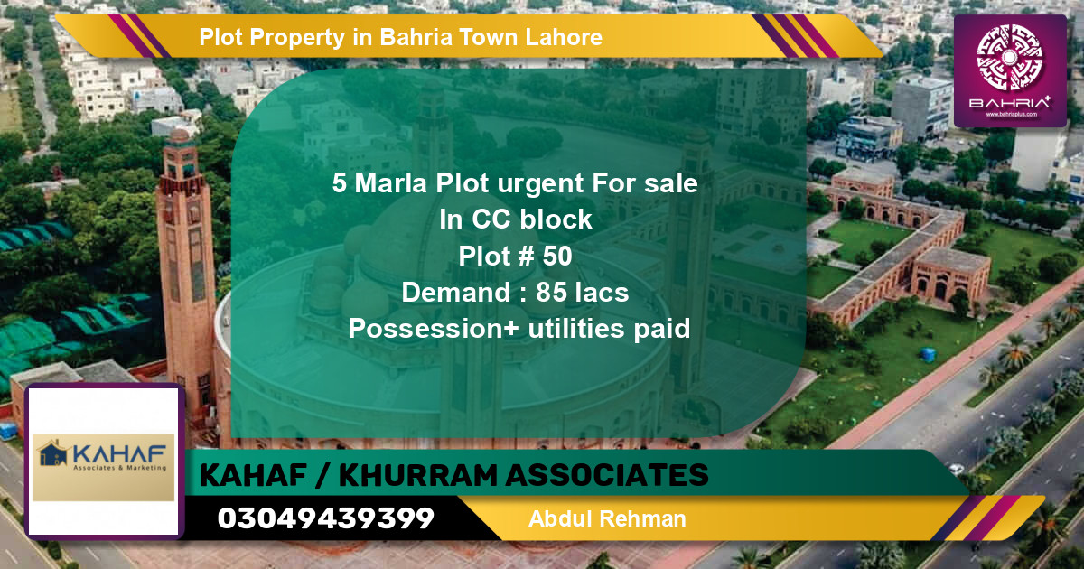 Residential Plot for Sale in Bahria Town, Lahore - (BP-38795)