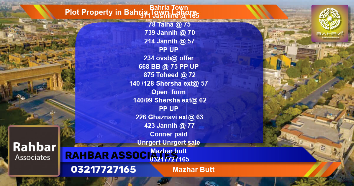 Residential Plot for Sale in Bahria Town, Lahore - (BP-38797)