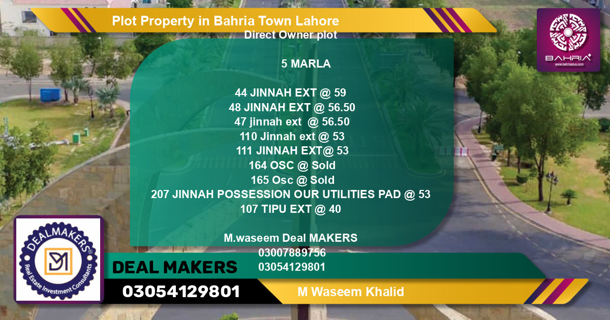 Residential Plot for Sale in Bahria Town, Lahore - (BP-38803)