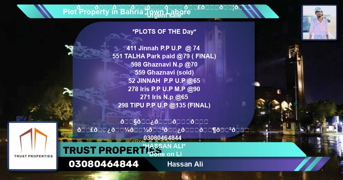Residential Plot for Sale in Bahria Town, Lahore - (BP-38816)