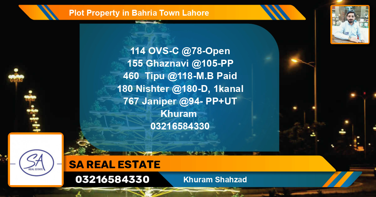 Residential Plot for Sale in Bahria Town, Lahore - (BP-38849)