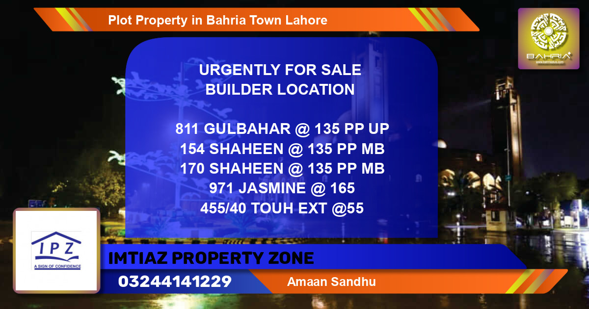Residential Plot for Sale in Bahria Town, Lahore - (BP-38862)