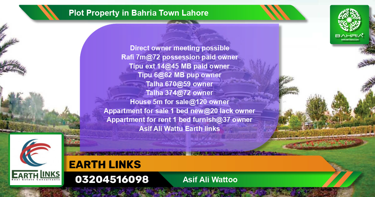 Residential Plot for Sale in Bahria Town, Lahore - (BP-38871)