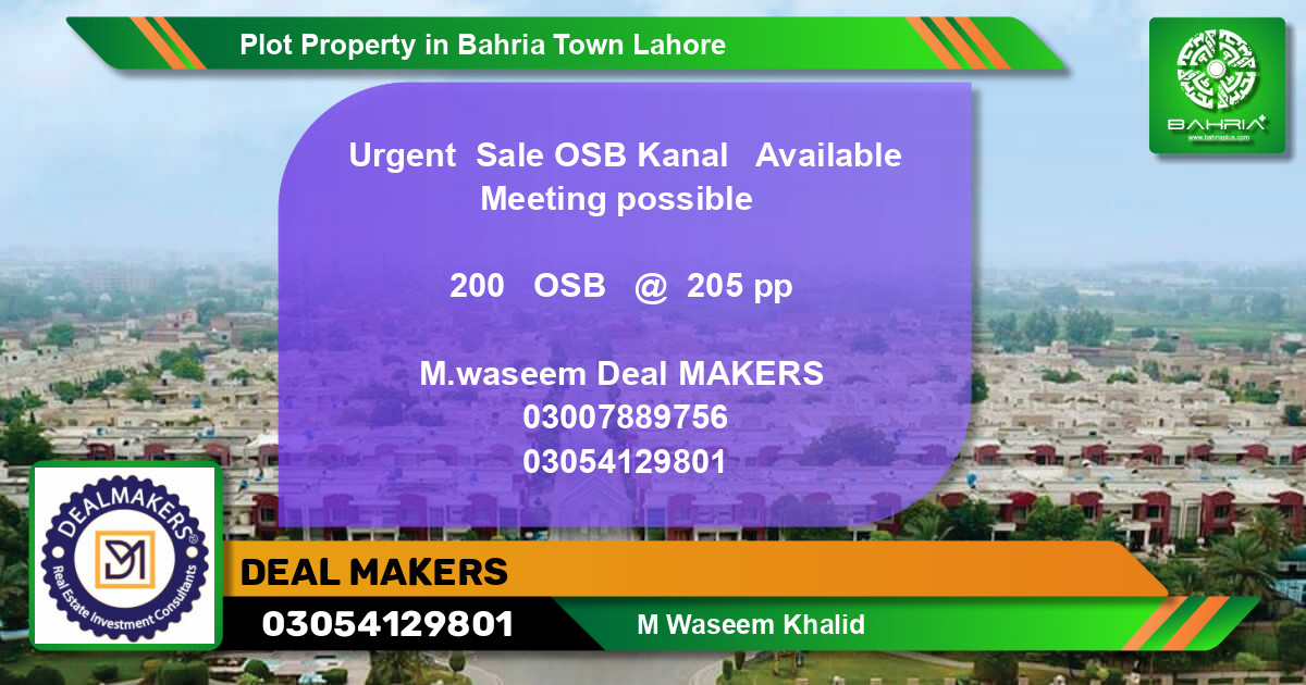 Residential Plot for Sale in Bahria Town, Lahore - (BP-38884)