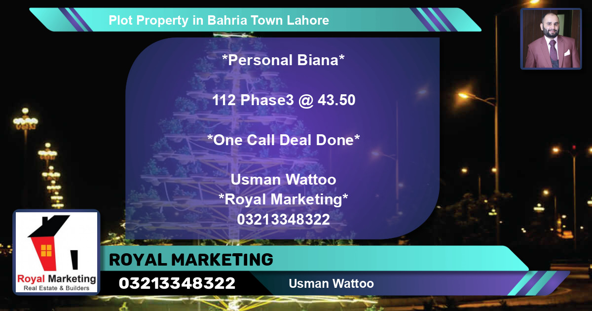 Residential Plot for Sale in Bahria Town, Lahore - (BP-38890)