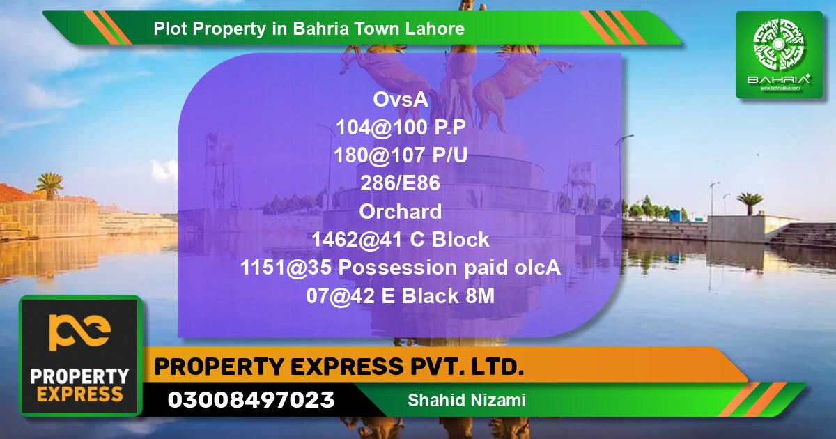 Residential Plot for Sale in Bahria Town, Lahore - (BP-38894)