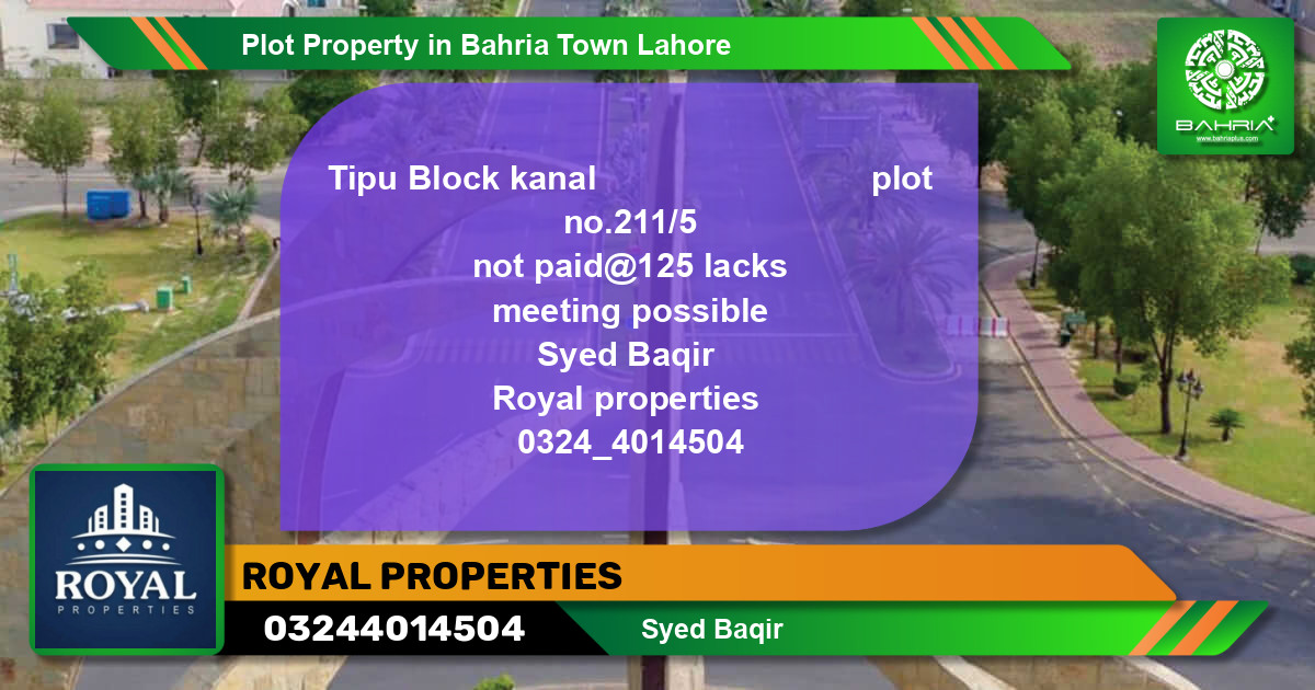 Residential Plot for Sale in Bahria Town, Lahore - (BP-38931)