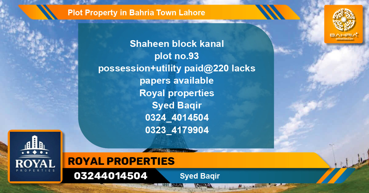 Residential Plot for Sale in Bahria Town, Lahore - (BP-38937)