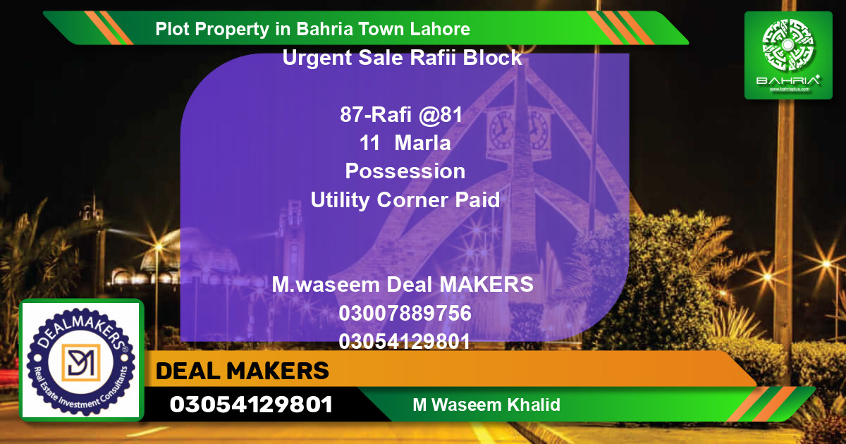 Residential Plot for Sale in Bahria Town, Lahore - (BP-38938)