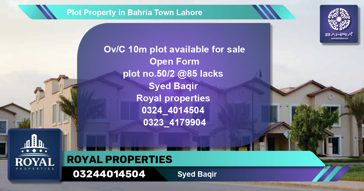 Residential Plot for Sale in Bahria Town, Lahore - (BP-38939)