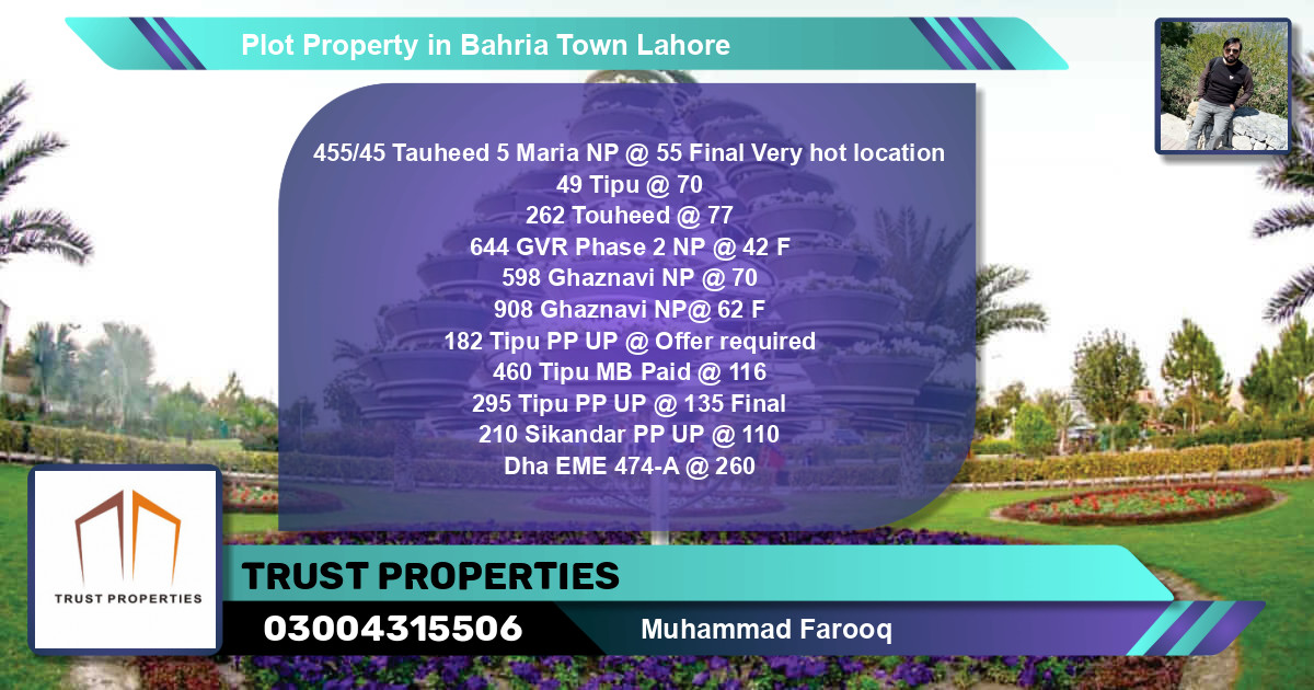 Residential Plot for Sale in Bahria Town, Lahore - (BP-38953)